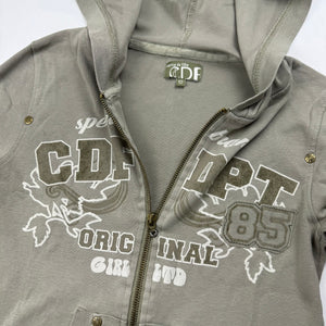 Khaki graphic zip up hoodie (XS/S)