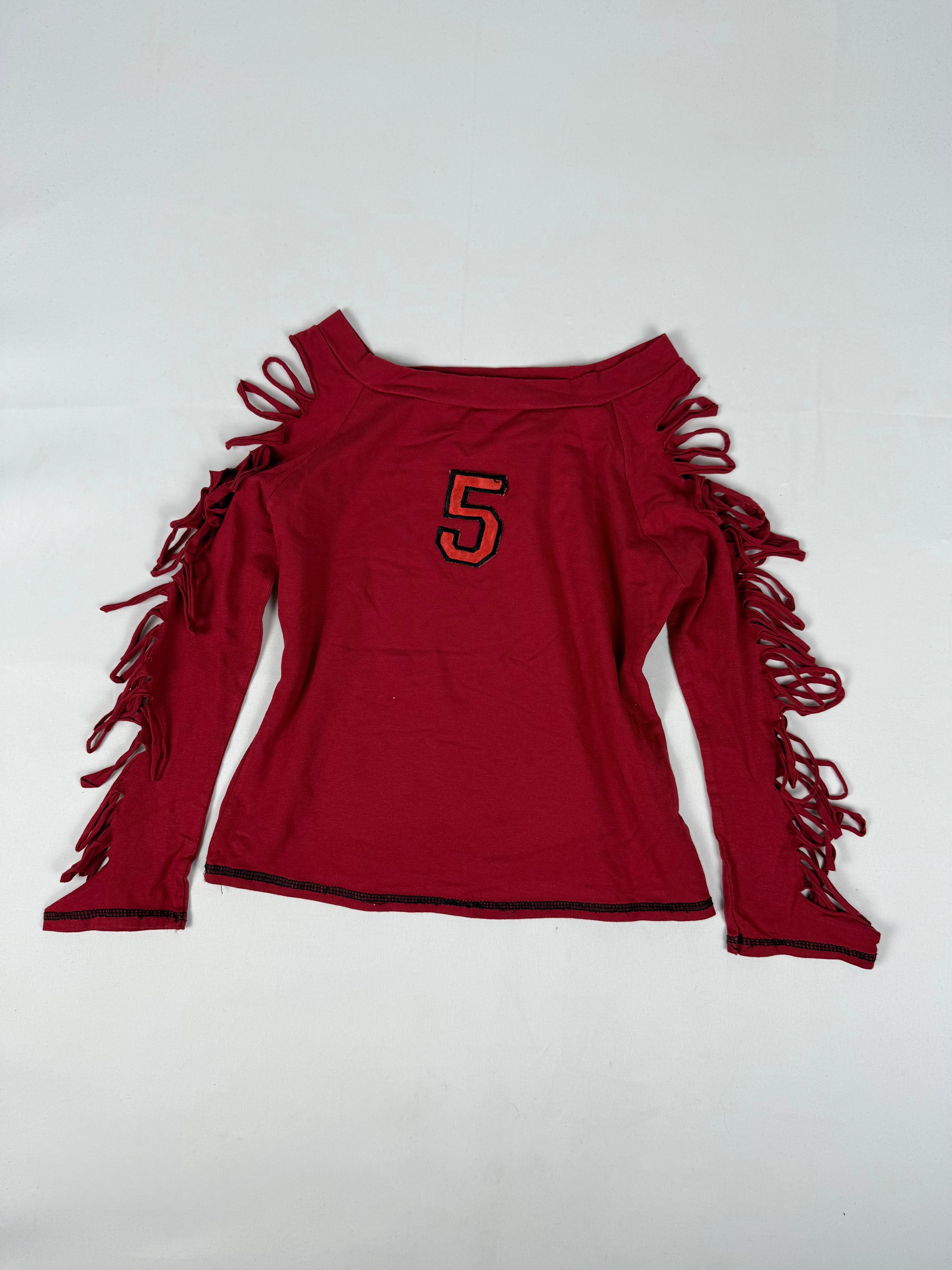 Red stretchy long sleeves top (S)
