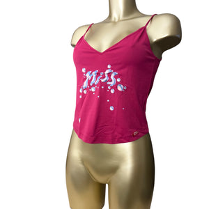 Burgundy graphic lycra cami top (M/L)