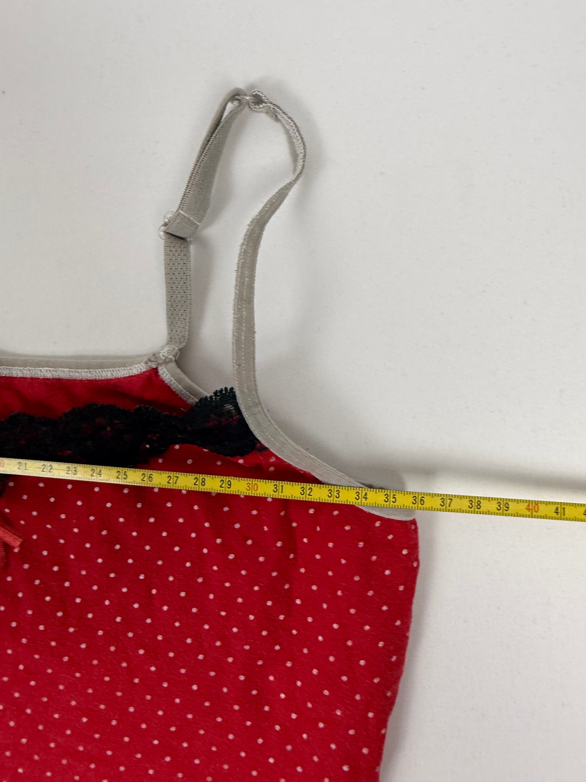 Red polka dots cotton top + shorty set (M)
