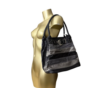 Grey striped uni shoulder bag (33x30cm)