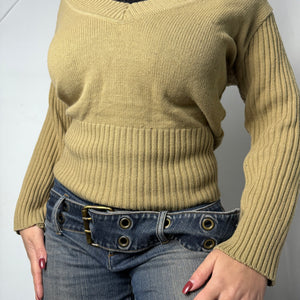 Beige V neck jumper (L)