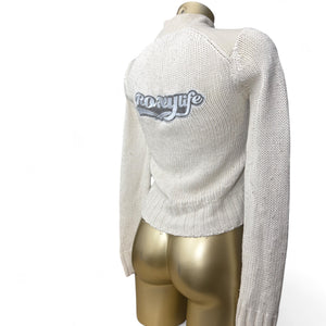 Beige bi fabric knitted zip up biker jacket (XS/S)