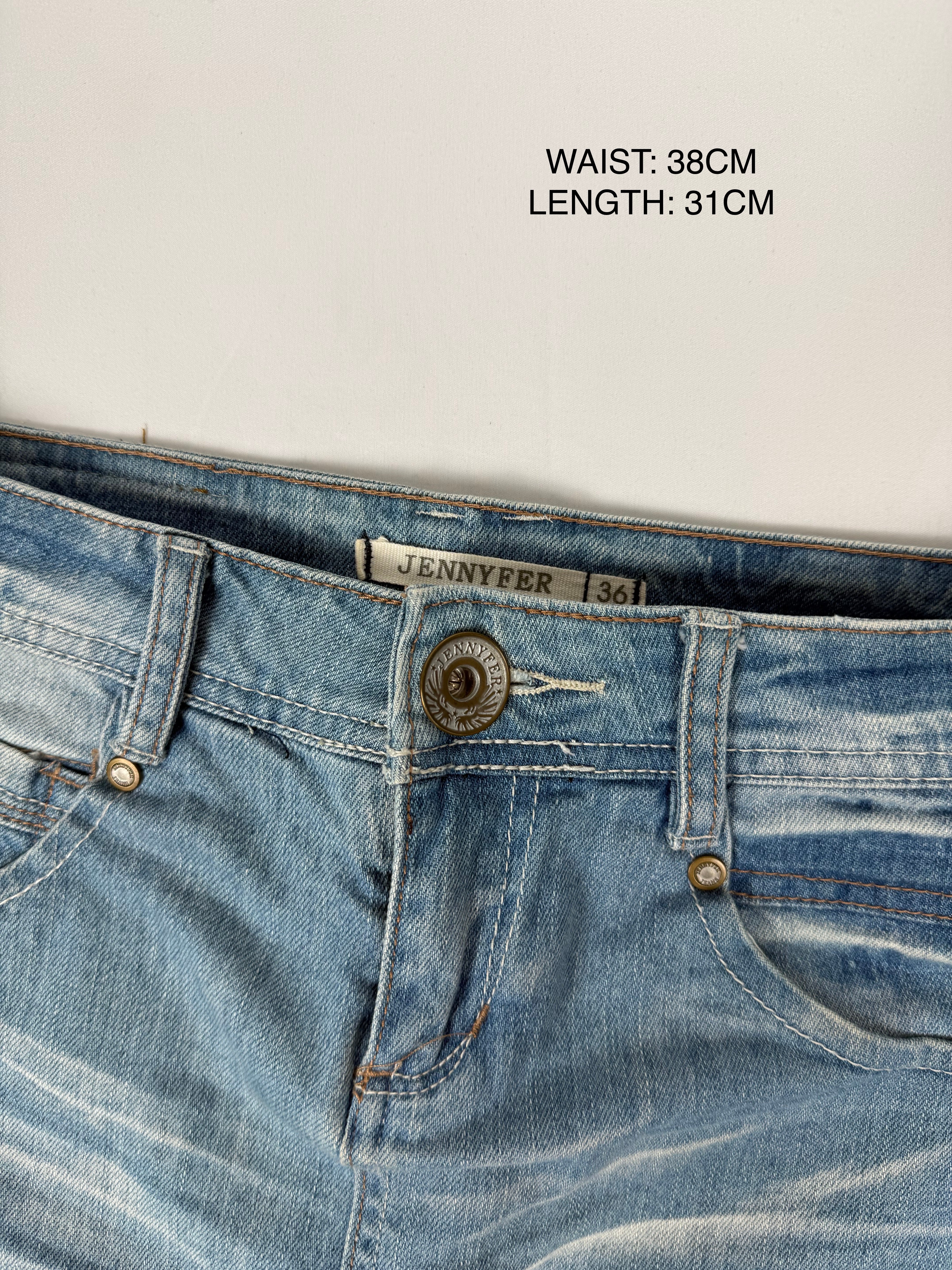 Blue denim low rise mini skirt (S)