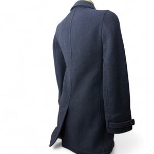 Navy wool tight fit trench coat (S)