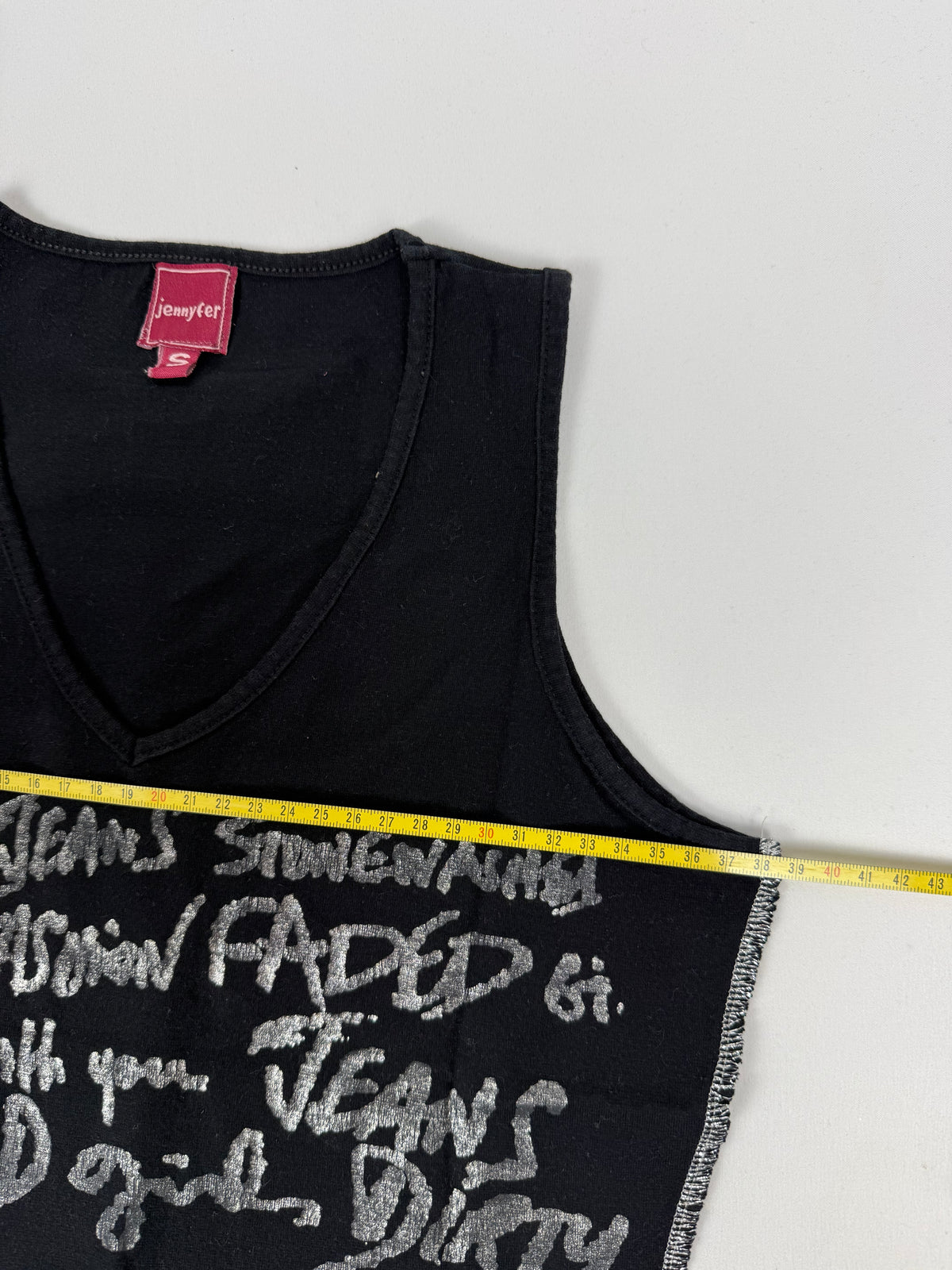 Black cotton graphic top (S)
