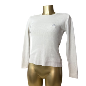 White round neck ribbed jumper (S)