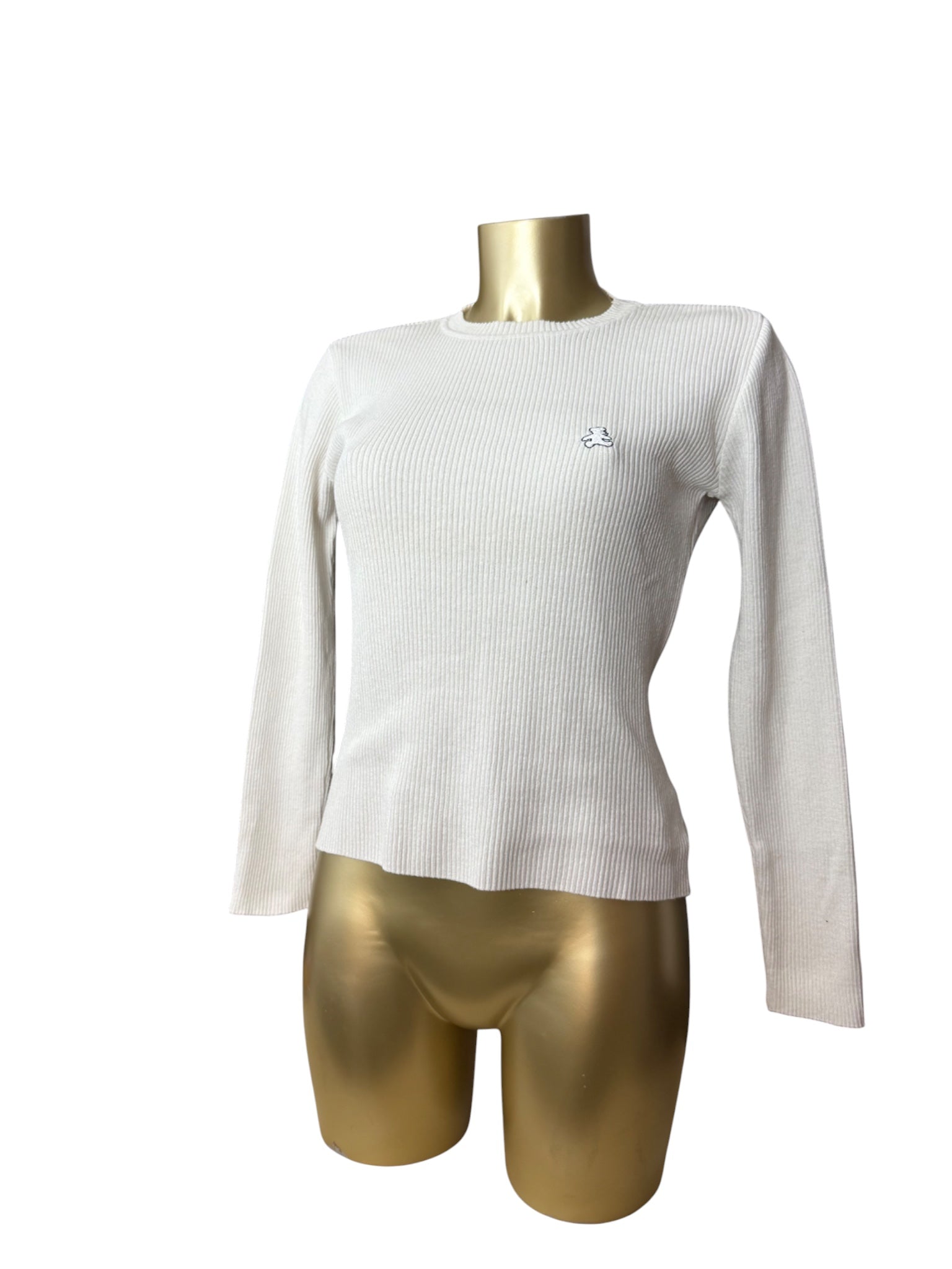 White round neck ribbed jumper (S)