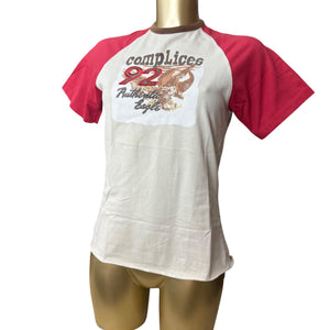 Cream red graphic logo cotton tee (S)