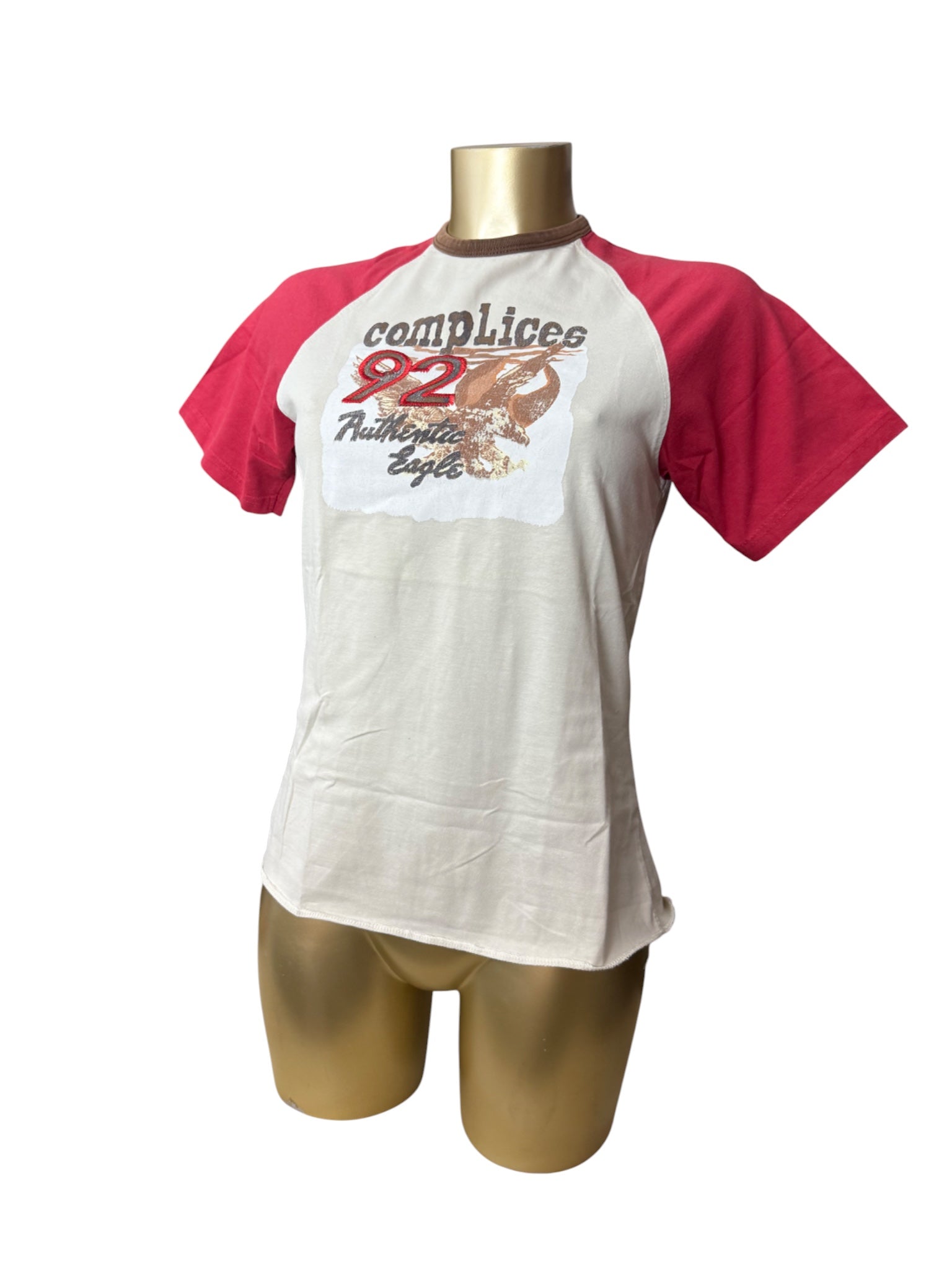 Cream red graphic logo cotton tee (S)