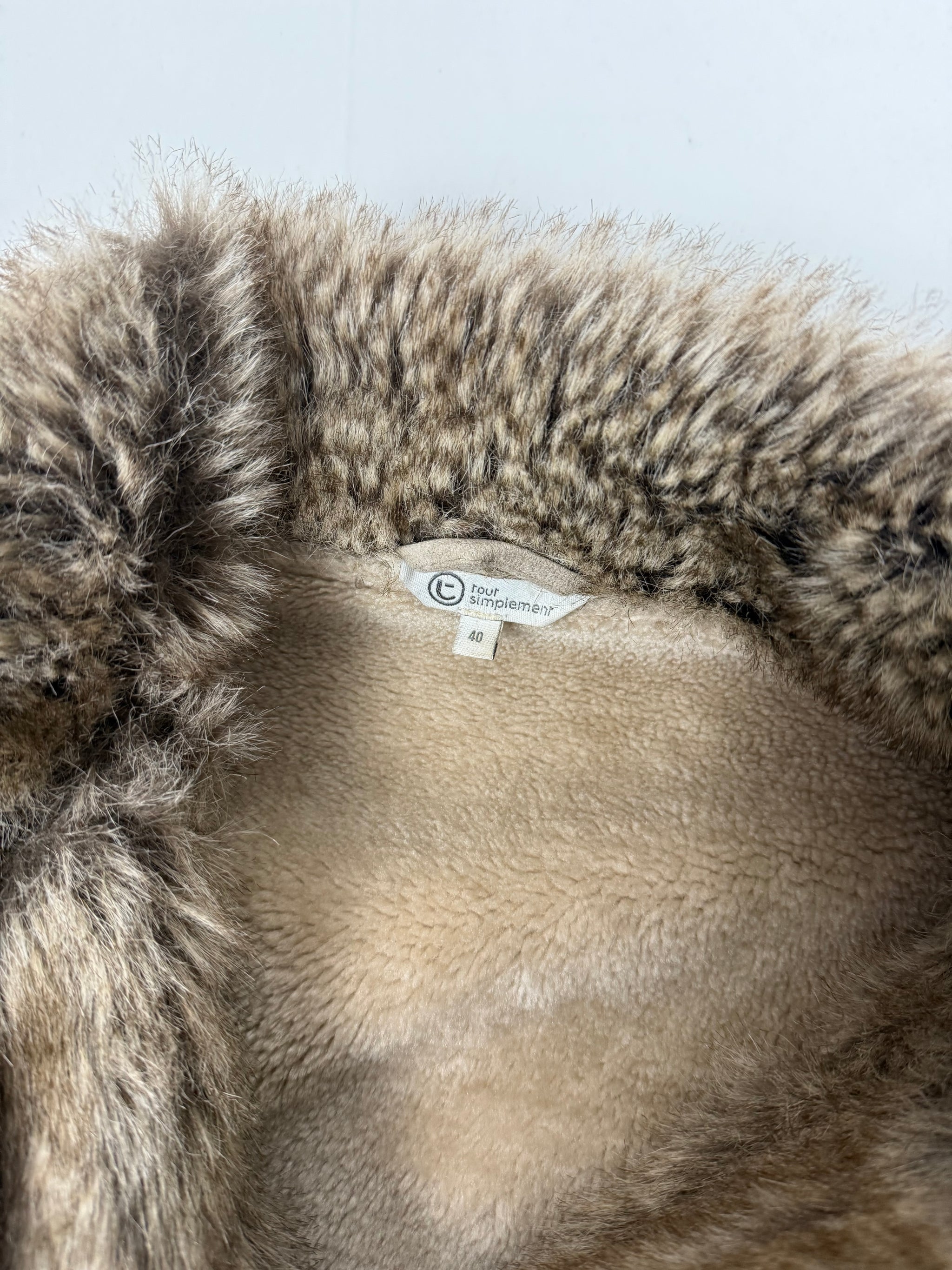 Beige suede inside faux fur jacket (M/L)