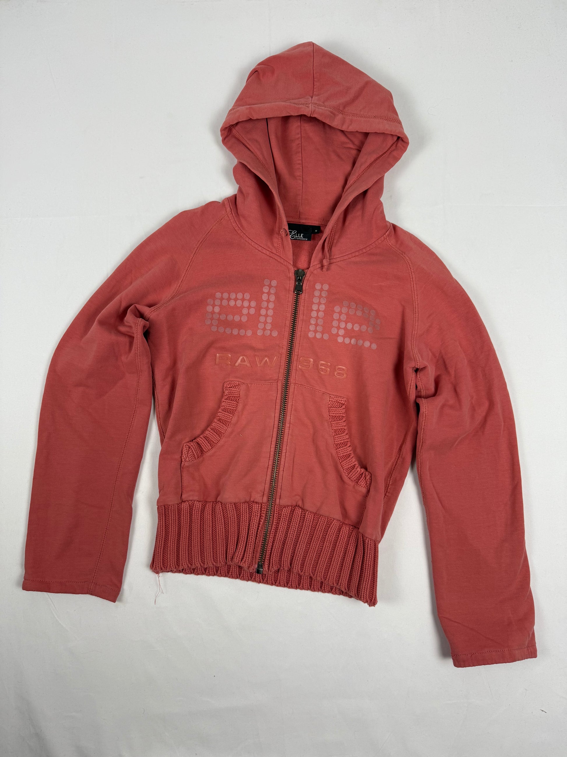 Orange tight fit zip up hoodie (XS/S)