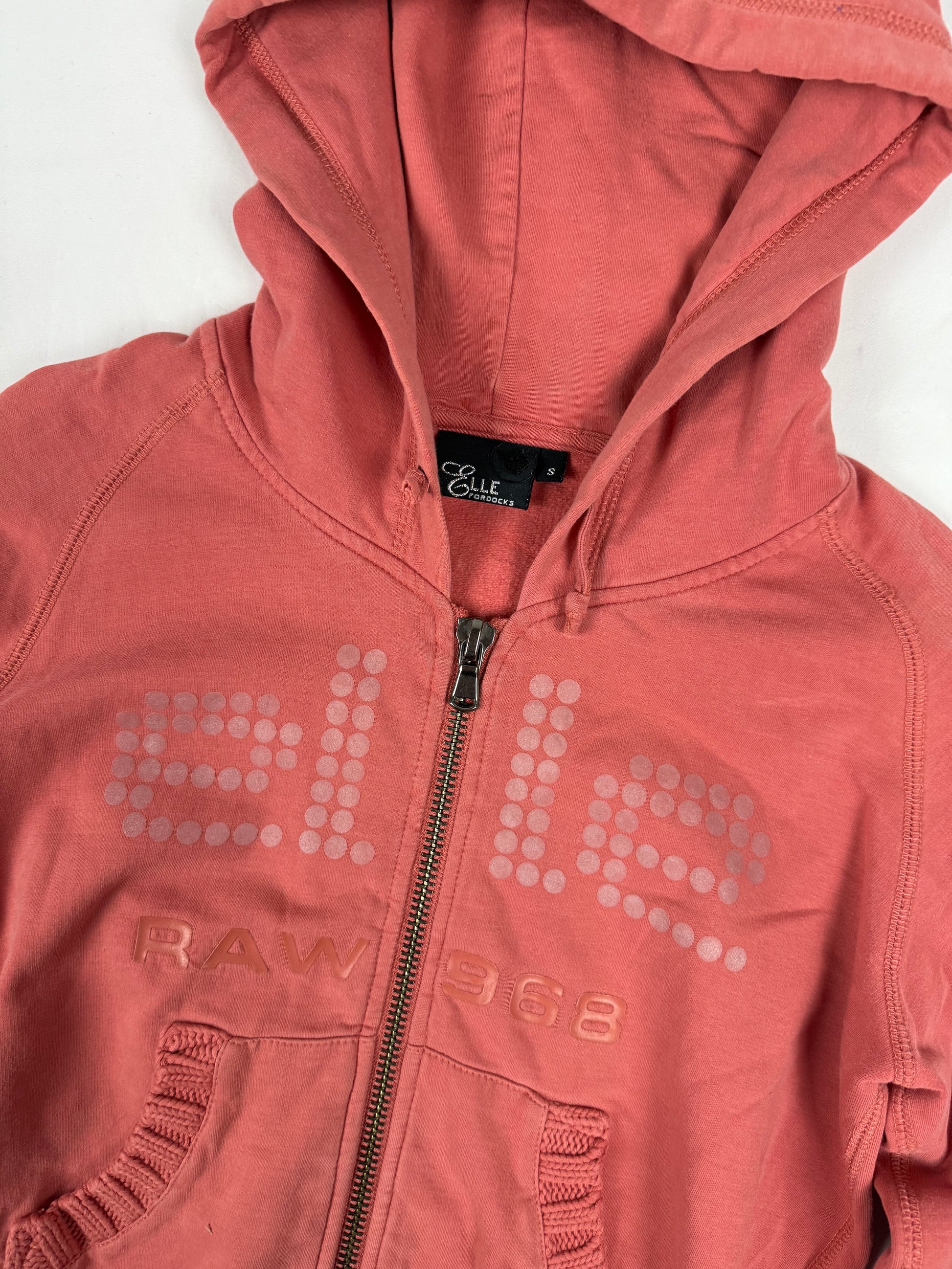 Orange tight fit zip up hoodie (XS/S)
