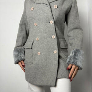 Grey wool & faux fur winter coat (M/L)