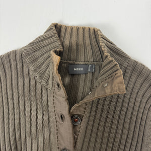 Khaki ribbed cardigan jumper (M)