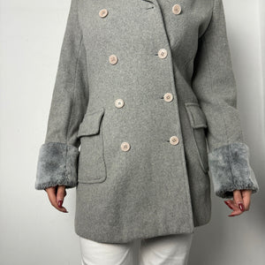Grey wool & faux fur winter coat (M/L)