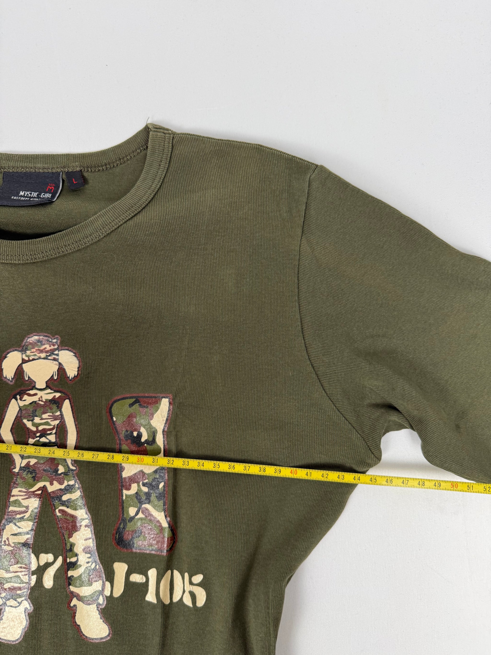 Khaki graphic long sleeves top (L)