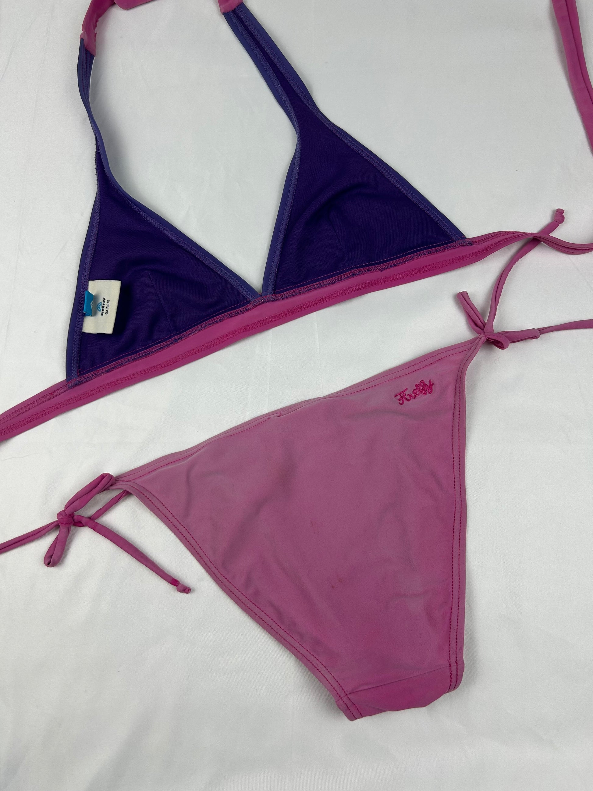 Pink adjustable low rise bikini set (S)