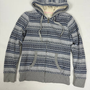 Grey graphic inside fleece hoodie (S/M)