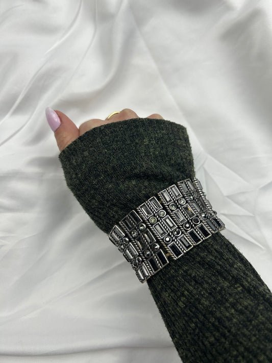 Stainless steel silver gems bracelet
