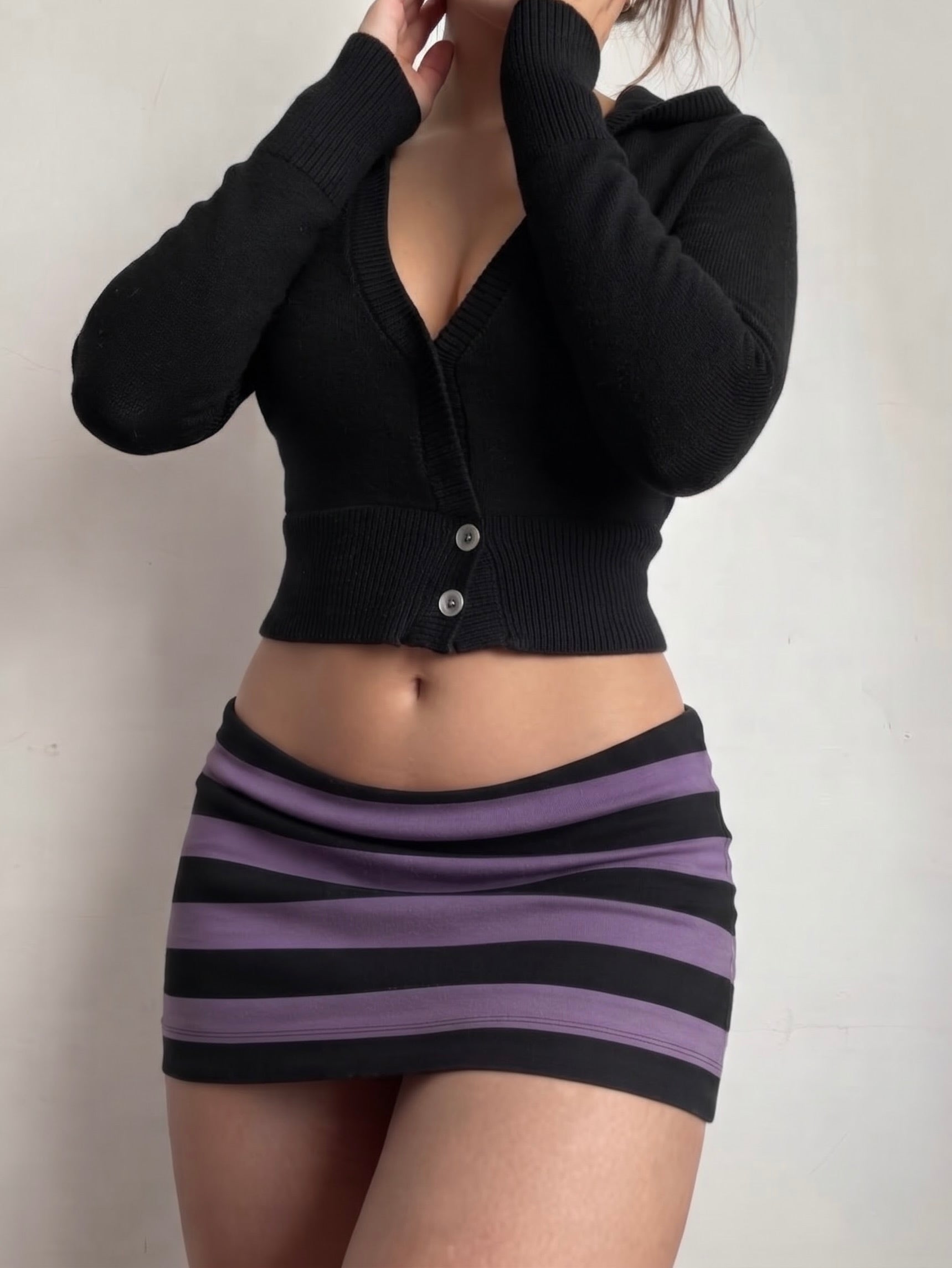 Black hooded tight fit jumper (S)