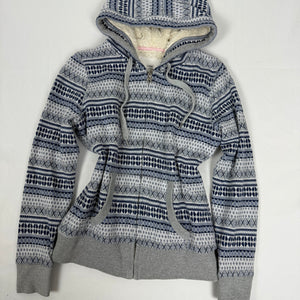 Grey graphic inside fleece hoodie (S/M)