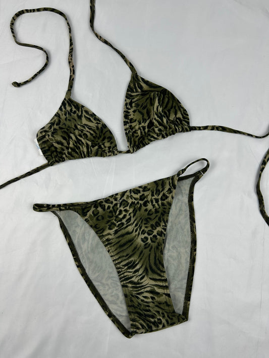 Khaki panther adjustable bikini set (S)