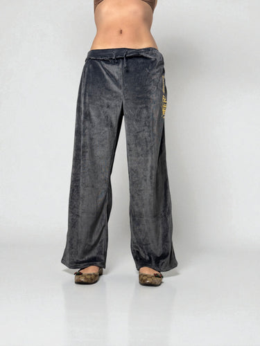 Grey velvet baggy low rise joggers pants (L)