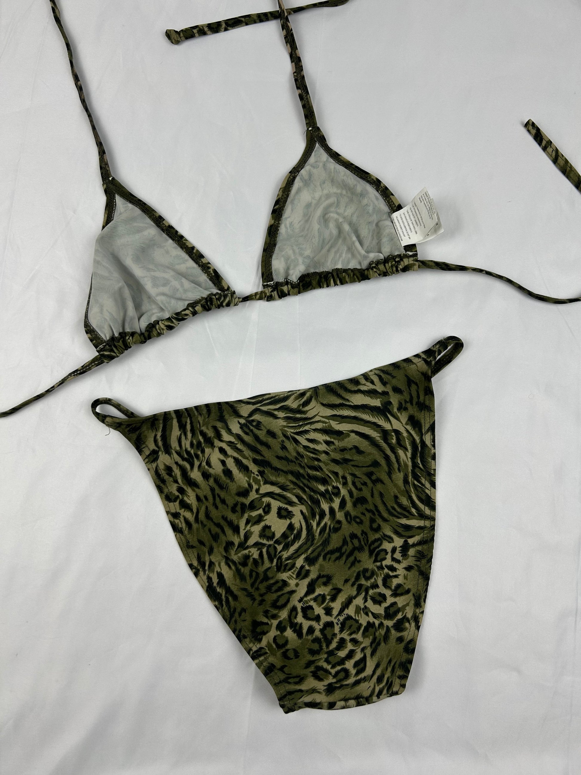 Khaki panther adjustable bikini set (S)