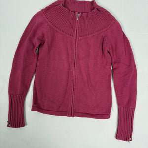 Pink 100% cotton zip up cardigan jumper (L)