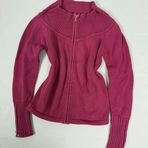 Pink 100% cotton zip up cardigan jumper (L)