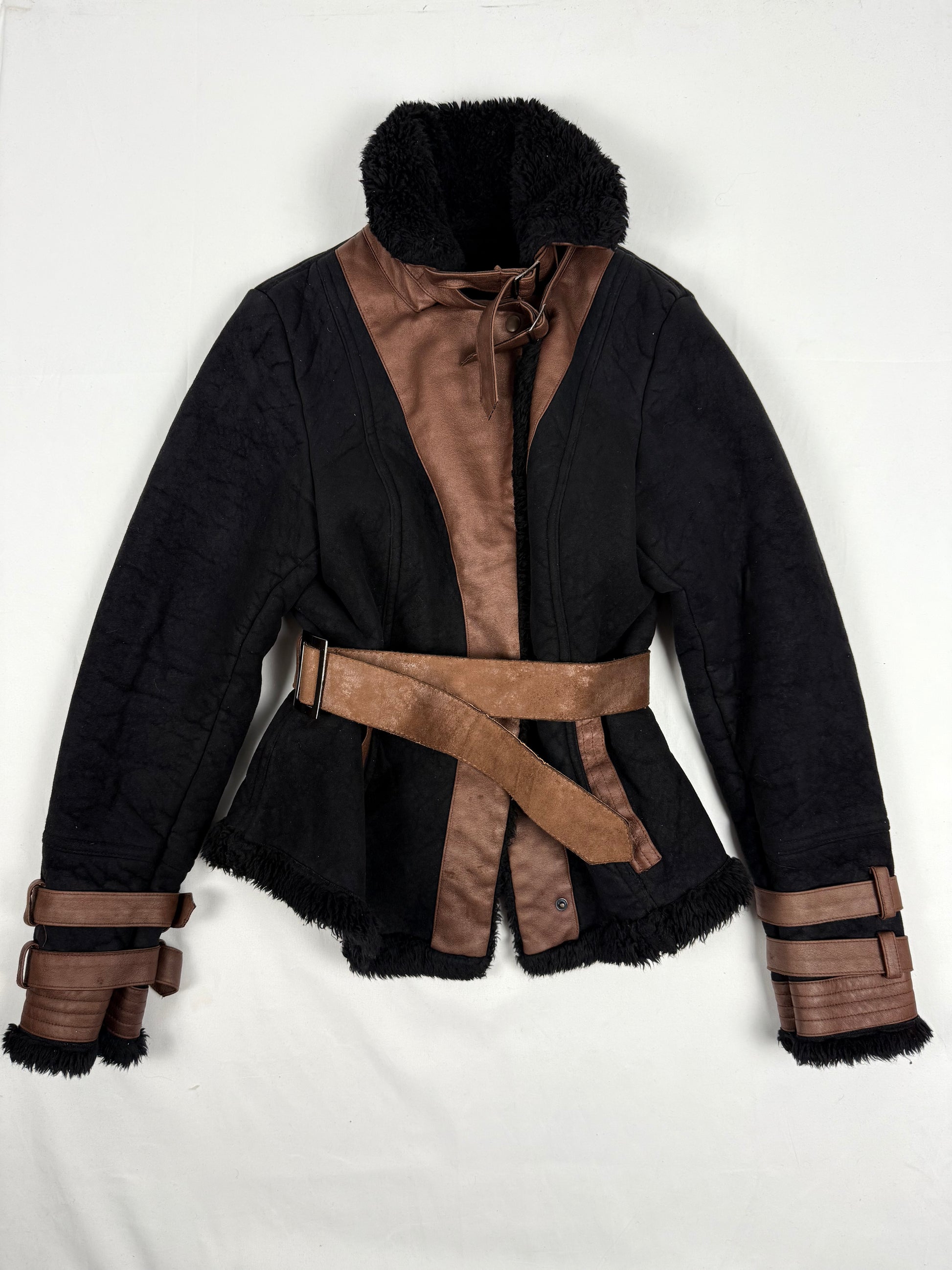 Black suede tight fit biker coat (M/L)