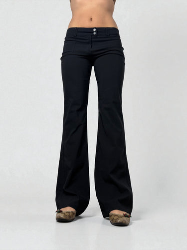Black stretch low rise office flare pants (M)
