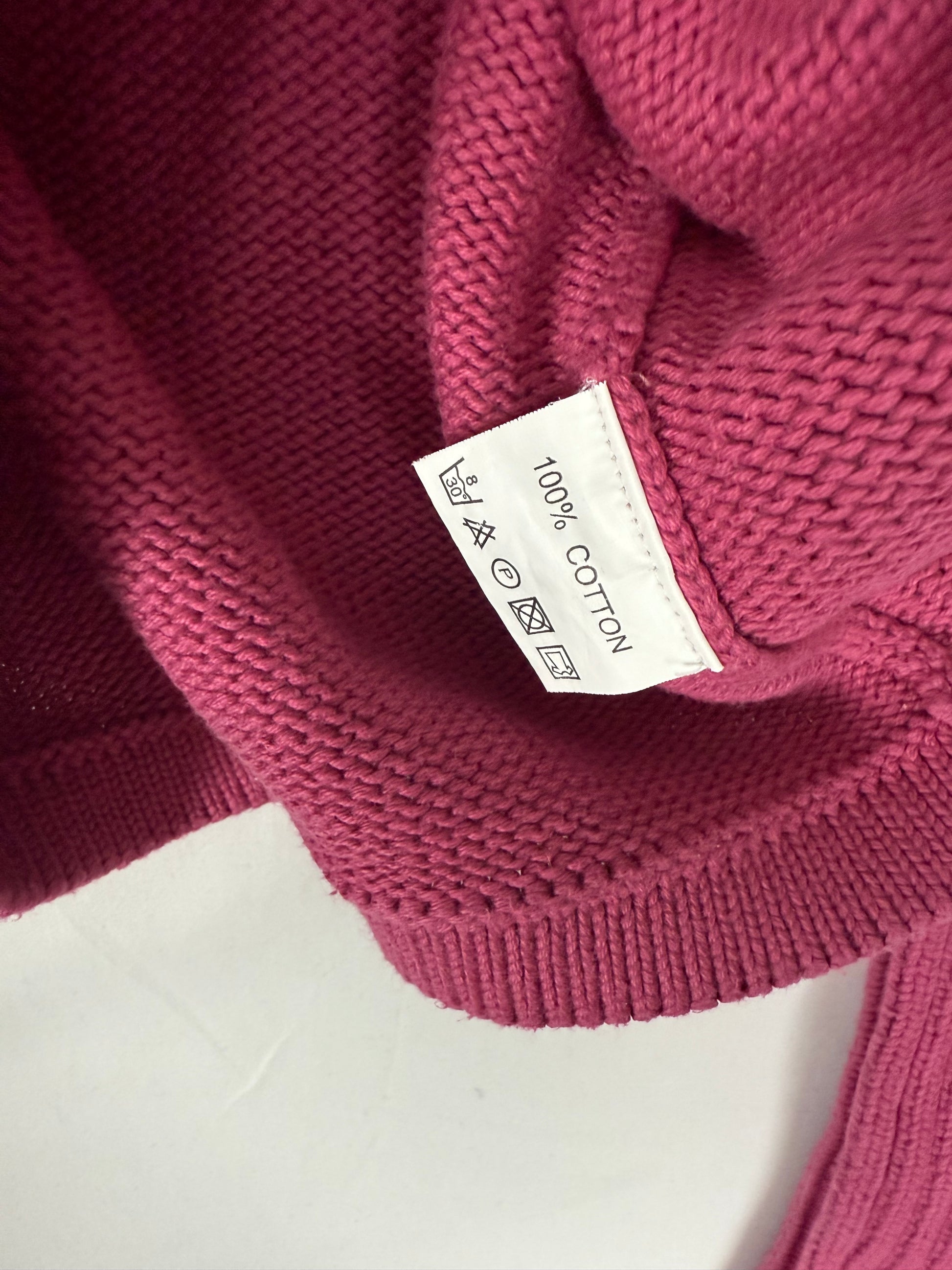 Pink 100% cotton zip up cardigan jumper (L)