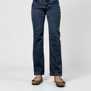Blue denim stretchy low rise straight legs pants (S/M)