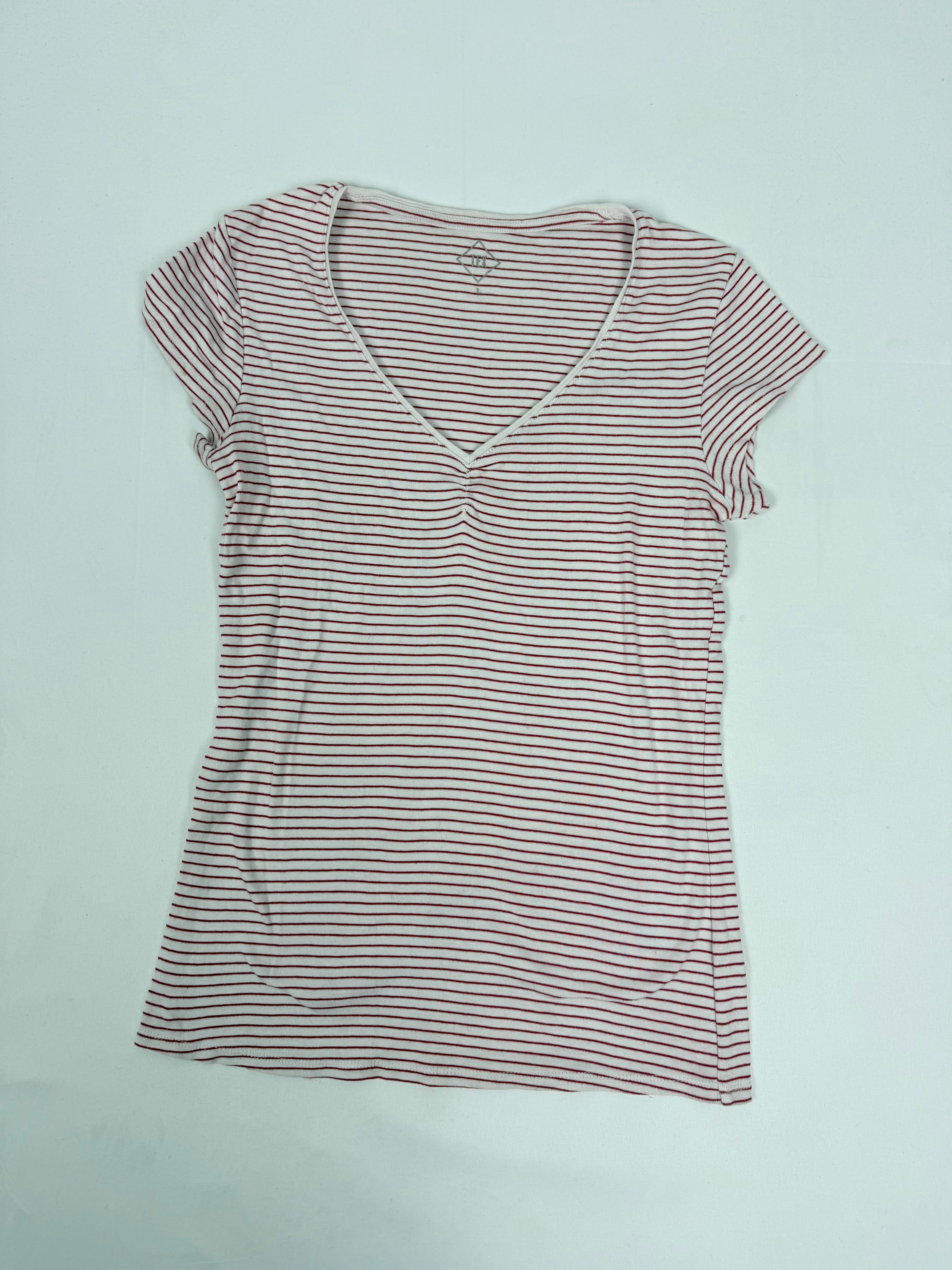 Pack of 2 striped cotton V neck tee (L)