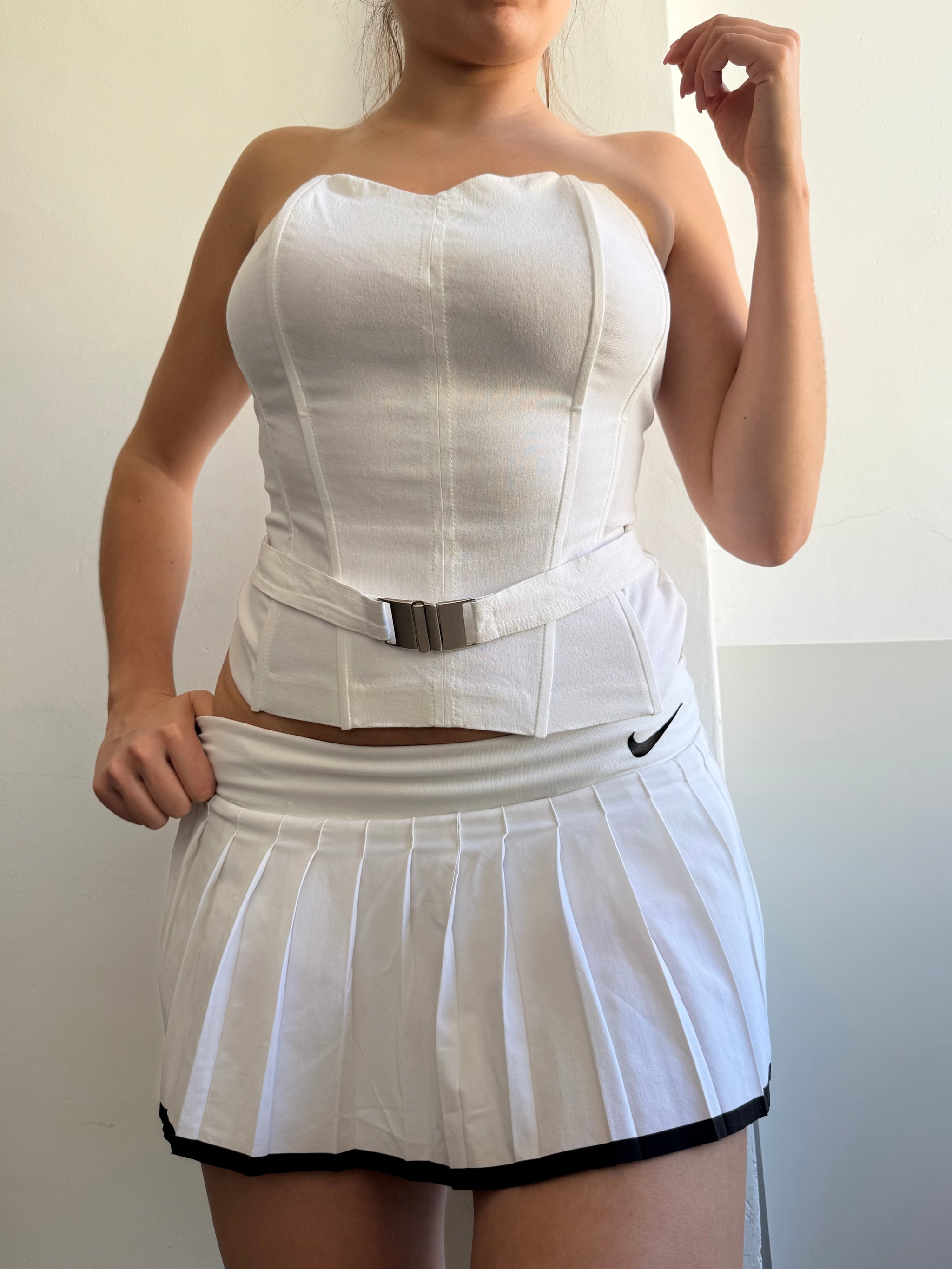 White pleated mini tennis skirt (XS)