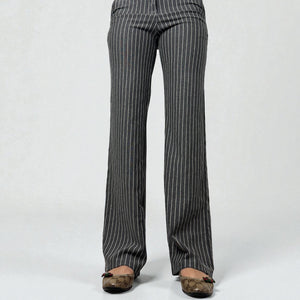 Grey striped low rise super stretchy office flare pants (S/M)