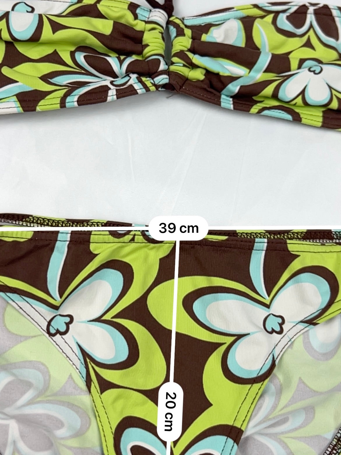 Green floral pearls low rise bikini set (L)