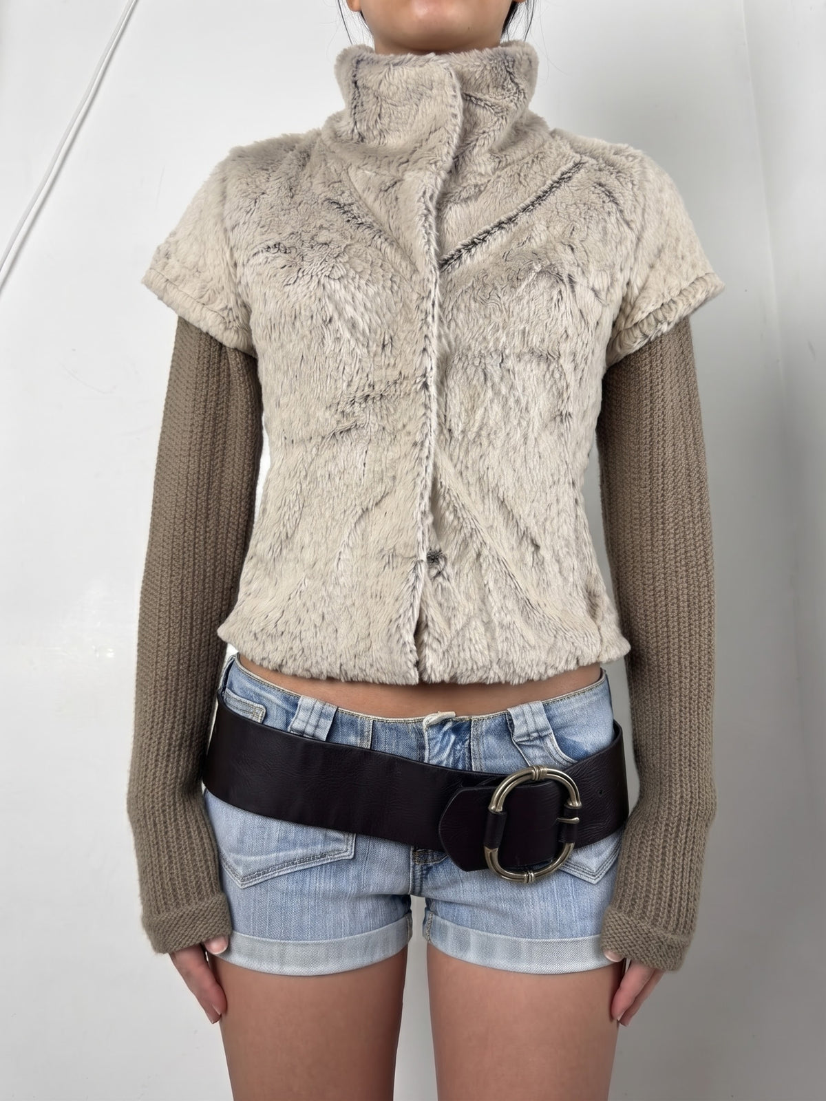 Veste ajustée 100 % coton kaki (L)
