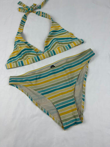 Striped yellow low rise bikini set (S)