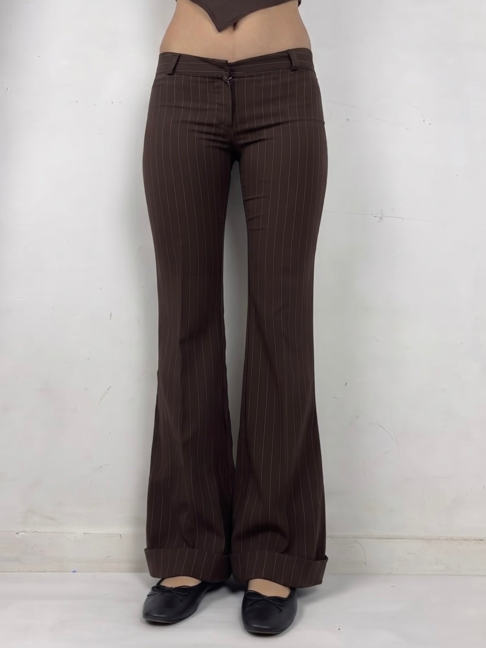 Pantalon droit taille basse en jean noir (XS)