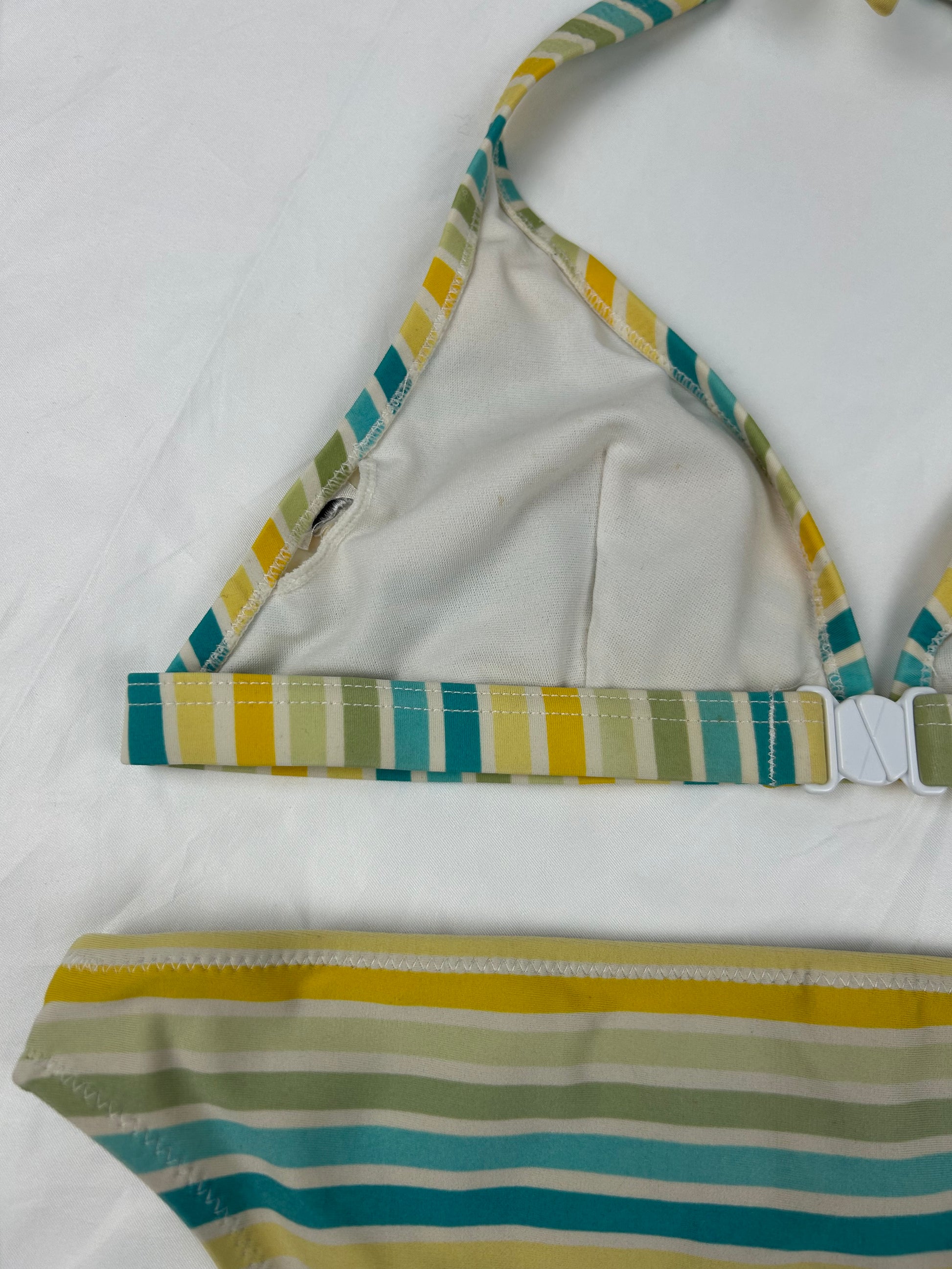 Striped yellow low rise bikini set (S)