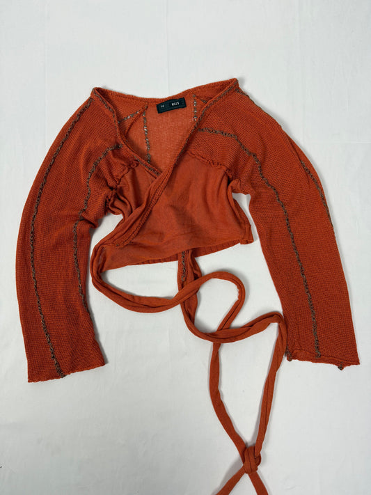 Orange tie up bolero jumper (M)