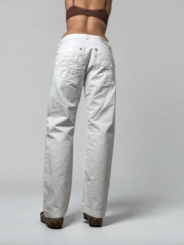 White denim low rise baggy pants (S/M)