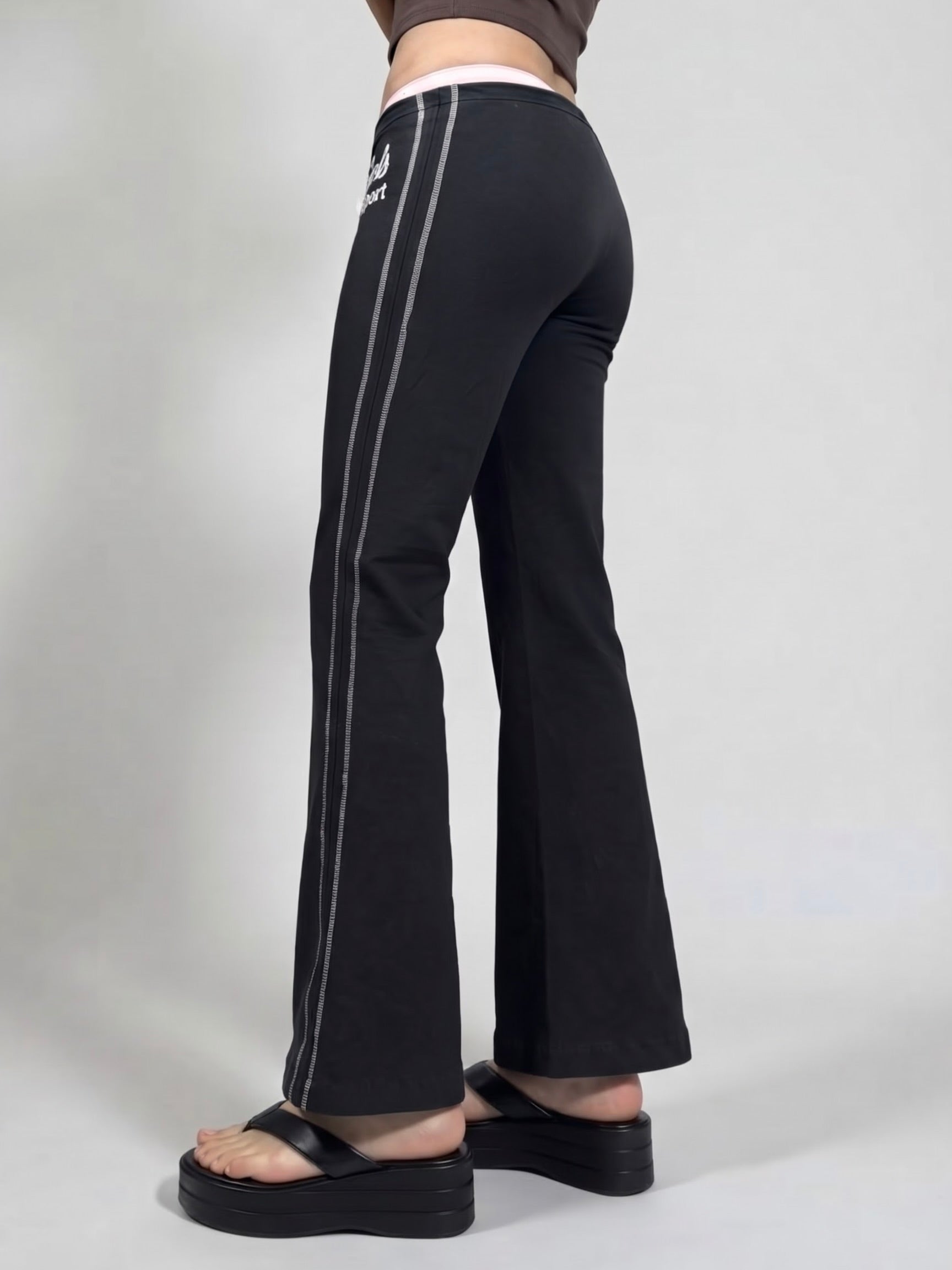 Pantalon droit taille basse en jean noir (XS)
