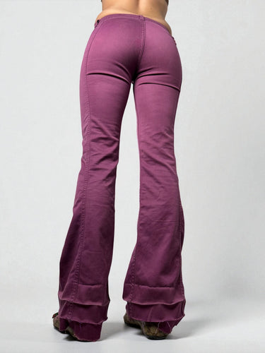 Purple low waist denim flare pants (XS)