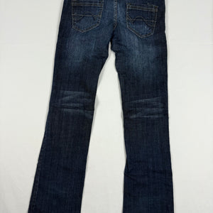 Navy ultra low rise bootcut flare denim pants (XS)