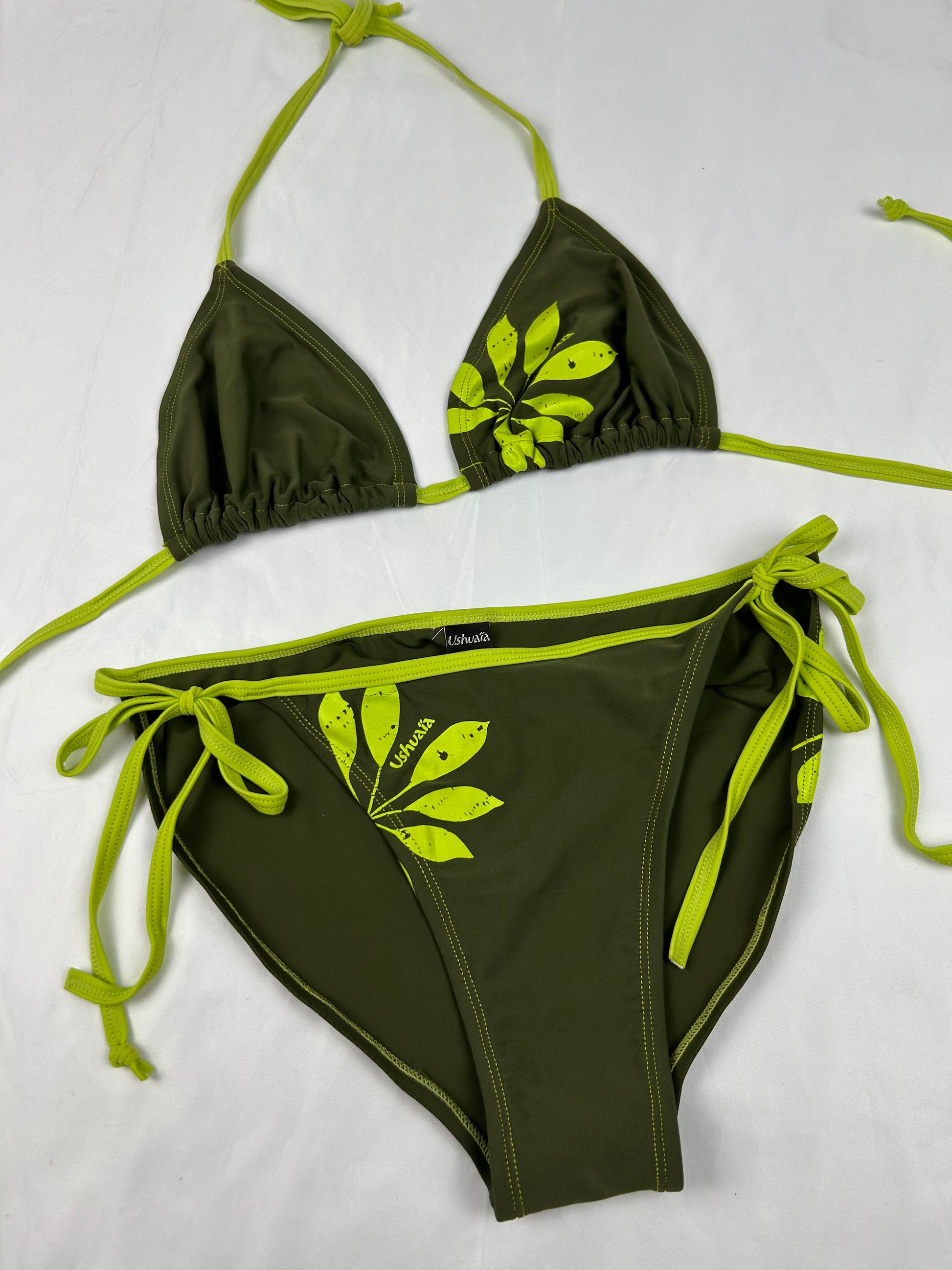 Khaki adjustable low rise bikini set (XL)
