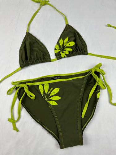 Khaki adjustable low rise bikini set (XL)